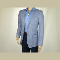 Mens 100% Linen Sport Coat Summer Blazer INSERCH Half Lined Paisley 535 Denim - J.Valintin Men's Wear Legend - 9932