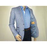 Mens 100% Linen Sport Coat Summer Blazer INSERCH Half Lined Paisley 535 Denim - J.Valintin Men's Wear Legend - 9932