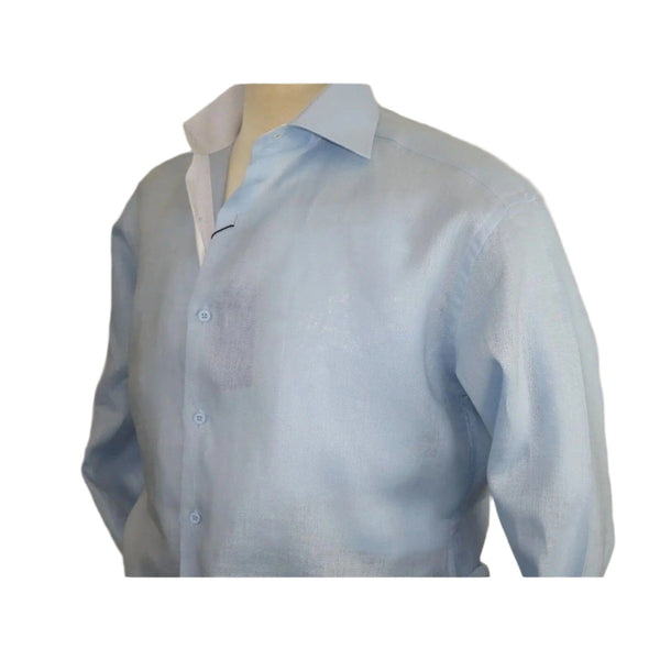 Mens 100% Linen Summer Shirt J.Valintin Turkey - Usa Axxess Style OBR78 - 09 Blue - J.Valintin Men's Wear Legend - 8597