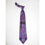 Men's 100% Silk Necktie By Bruno Piattelli Paisley Floral Fancy BP18 Pink Blue - J.Valintin Men's Wear Legend - BP18