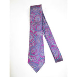 Men's 100% Silk Necktie By Bruno Piattelli Paisley Floral Fancy BP18 Pink Blue - J.Valintin Men's Wear Legend - BP18