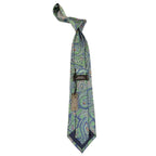 Men's 100% Silk Necktie By Bruno Piattelli Paisley Floral Fancy BP20 Green Blue - J.Valintin Men's Wear Legend - BP20