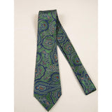 Men's 100% Silk Necktie By Bruno Piattelli Paisley Floral Fancy BP20 Green Blue - J.Valintin Men's Wear Legend - BP20