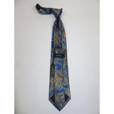 Men's 100% Silk Necktie By Bruno Piattelli Paisley Floral Fancy BP21 Blue Gold - J.Valintin Men's Wear Legend - BP21