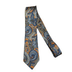Men's 100% Silk Necktie By Bruno Piattelli Paisley Floral Fancy BP24 Peach Blue - J.Valintin Men's Wear Legend - BP24