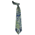Men's 100% Silk Necktie By Bruno Piattelli Paisley Floral Fancy BP4 Green Blue - J.Valintin Men's Wear Legend - BP4