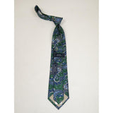 Men's 100% Silk Necktie By Bruno Piattelli Paisley Floral Fancy BP5 Green Blue - J.Valintin Men's Wear Legend - BP5