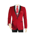 Mens Adolfo Velvet Dinner Jacket Shawl Satin Stage singer 3016J Christmas Red - J.Valintin Men's Wear Legend - 1907