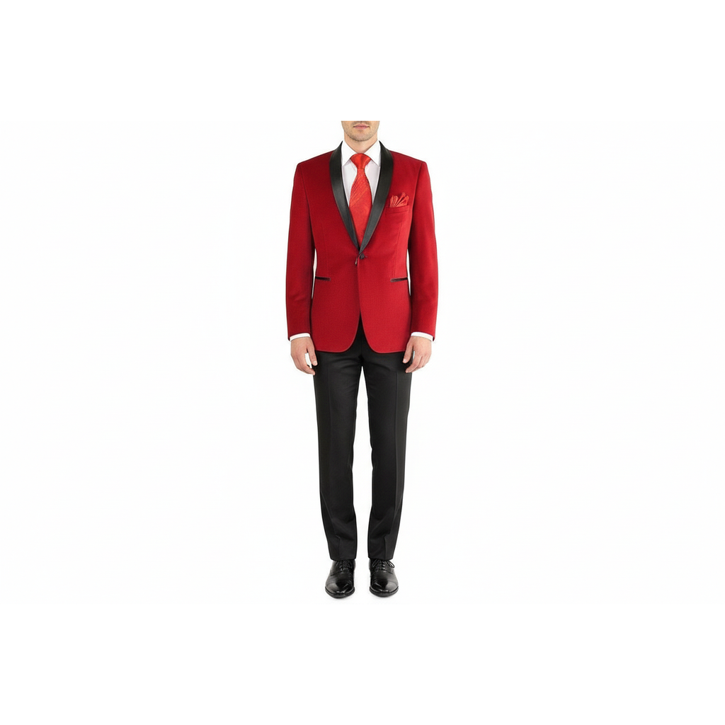 Mens Adolfo Velvet Dinner Jacket Shawl Satin Stage singer 3016J Christmas Red