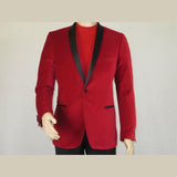 Mens Adolfo Velvet Dinner Jacket Shawl Satin Stage singer 3016J Christmas Red - J.Valintin Men's Wear Legend - 1907