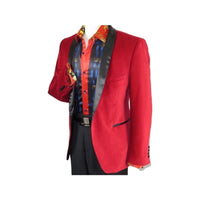 Mens Adolfo Velvet Dinner Jacket Shawl Satin Stage singer 3016J Christmas Red - J.Valintin Men's Wear Legend - 1907