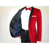 Mens Adolfo Velvet Dinner Jacket Shawl Satin Stage singer 3016J Christmas Red - J.Valintin Men's Wear Legend - 1907