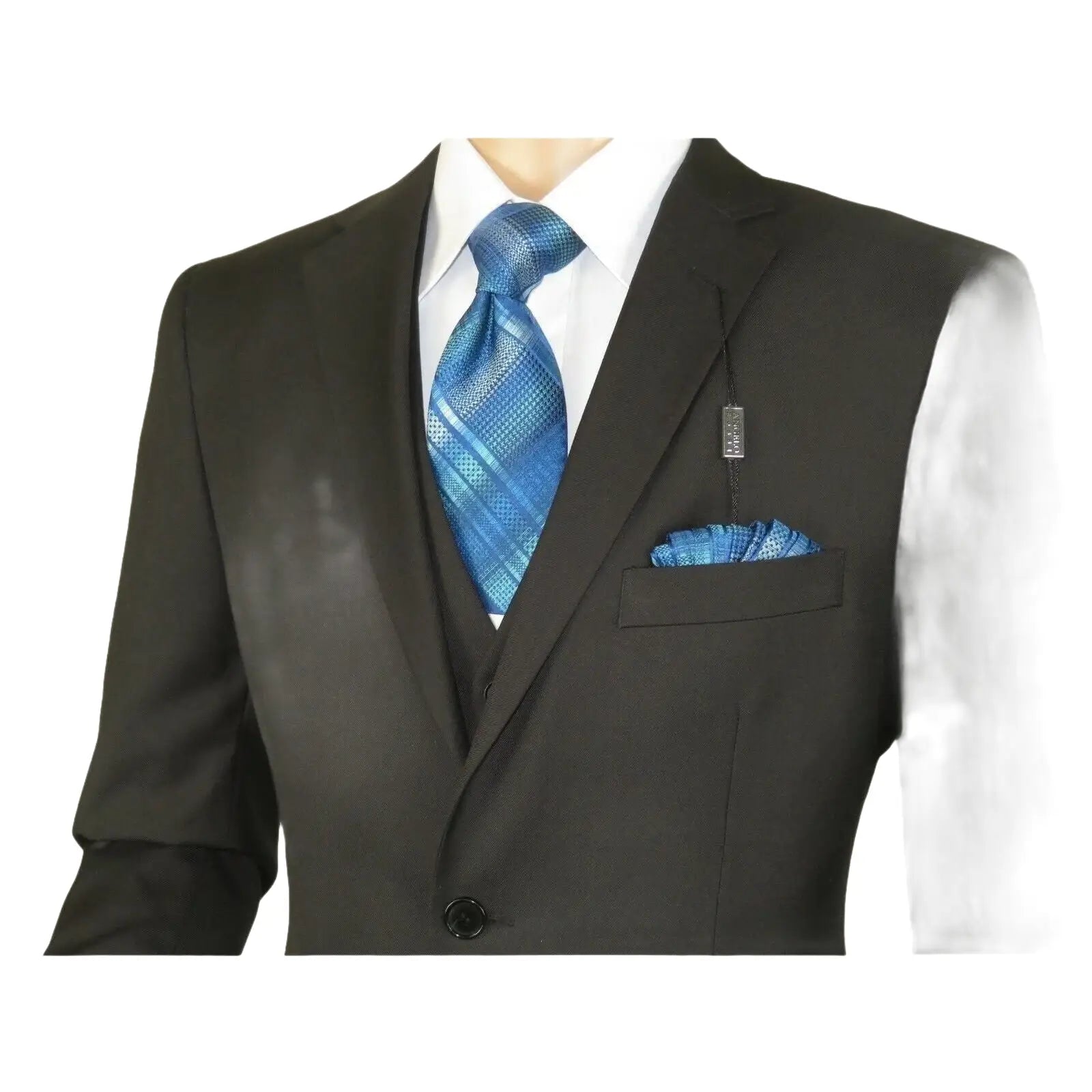 Mens Angelo Rossi 3PC vested Formal or Business Suit poly Rayon 320 Black - J.Valintin Men's Wear Legend - 1719