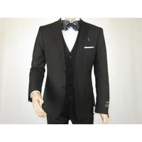 Mens Angelo Rossi 3PC vested Formal or Business Suit poly Rayon 320 Black - J.Valintin Men's Wear Legend - 1719