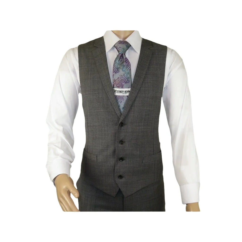 Men's Apollo King 3 piece Vested Business Suit Vested SL203 Gray Textured - J.Valintin Men's Wear Legend - 71392