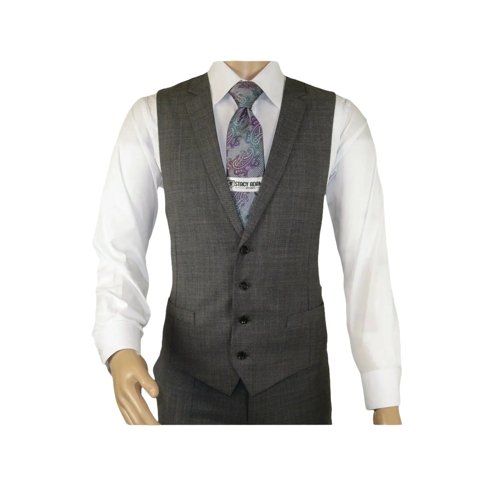Men's Apollo King 3 piece Vested Business Suit Vested SL203 Gray Textured - J.Valintin Men's Wear Legend - 71392