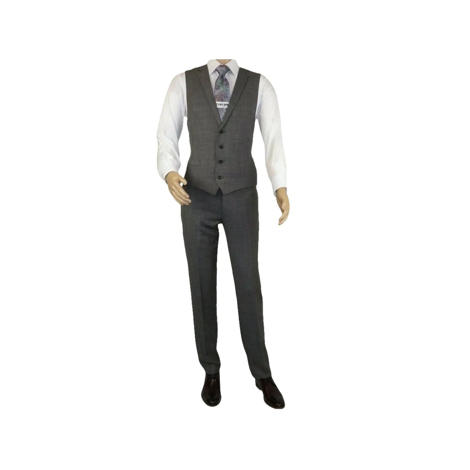 Men's Apollo King 3 piece Vested Business Suit Vested SL203 Gray Textured - J.Valintin Men's Wear Legend - 71392