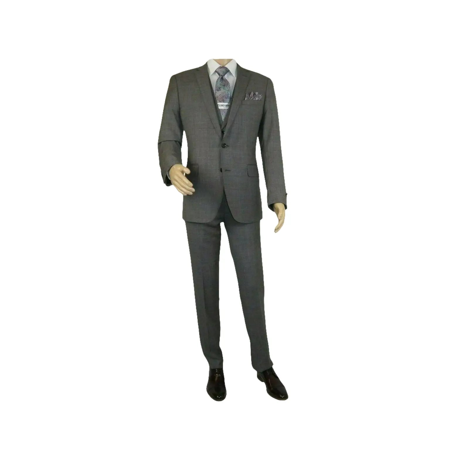 Men's Apollo King 3 piece Vested Business Suit Vested SL203 Gray Textured - J.Valintin Men's Wear Legend - 71392
