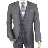 Men's Apollo King 3 piece Vested Business Suit Vested SL203 Gray Textured - J.Valintin Men's Wear Legend - 71392