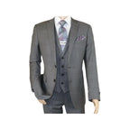 Men's Apollo King 3 piece Vested Business Suit Vested SL203 Gray Textured - J.Valintin Men's Wear Legend - 71392