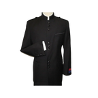 Mens Apollo King Banded Collarless suit Chinese Mandarin Wide leg AG91 Black - J.Valintin Men's Wear Legend - 31703