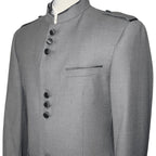 Mens Apollo King Banded Collarless suit Chinese Mandarin Wide leg AG93 Gray - J.Valintin Men's Wear Legend - 31637