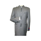 Mens Apollo King Banded Collarless suit Chinese Mandarin Wide leg AG93 Gray - J.Valintin Men's Wear Legend - 31637