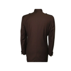 Mens Apollo King Banded Collarless suit Chinese Mandarin Wide leg AG94 Brown - J.Valintin Men's Wear Legend - 31685