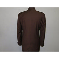 Mens Apollo King Banded Collarless suit Chinese Mandarin Wide leg AG94 Brown - J.Valintin Men's Wear Legend - 31685