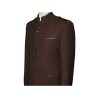 Mens Apollo King Banded Collarless suit Chinese Mandarin Wide leg AG94 Brown - J.Valintin Men's Wear Legend - 31685