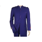 Mens Apollo King Banded Collarless suit Chinese Mandarin Wide leg AG95 Purple - J.Valintin Men's Wear Legend - 74411