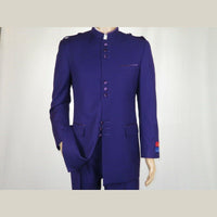 Mens Apollo King Banded Collarless suit Chinese Mandarin Wide leg AG95 Purple - J.Valintin Men's Wear Legend - 74411