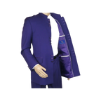 Mens Apollo King Banded Collarless suit Chinese Mandarin Wide leg AG95 Purple - J.Valintin Men's Wear Legend - 74411