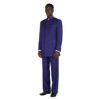 Mens Apollo King Banded Collarless suit Chinese Mandarin Wide leg AG95 Purple - J.Valintin Men's Wear Legend - 74411