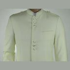 Mens Apollo King Banded Collarless suit Chinese Mandarin Wide leg AG97 Ivory - J.Valintin Men's Wear Legend - 7974