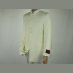 Mens Apollo King Banded Collarless suit Chinese Mandarin Wide leg AG97 Ivory - J.Valintin Men's Wear Legend - 7974
