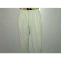 Mens Apollo King Banded Collarless suit Chinese Mandarin Wide leg AG97 Ivory - J.Valintin Men's Wear Legend - 7974