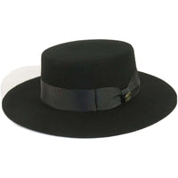 Mens Autralian Wool Boater Hat Wide Brim BRUNO CAPELO ZAYDEN ZA331 Black New - J.Valintin Men's Wear Legend - 24101