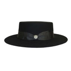 Mens Autralian Wool Boater Hat Wide Brim BRUNO CAPELO ZAYDEN ZA331 Black New - J.Valintin Men's Wear Legend - 24101