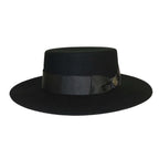 Mens Autralian Wool Boater Hat Wide Brim BRUNO CAPELO ZAYDEN ZA331 Black New - J.Valintin Men's Wear Legend - 24101