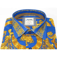 Men's AVM Crystal Shirt Medallion Medusa Cotton Turkey Slim Fit 9628 - 06 Royal Blue - J.Valintin Men's Wear Legend - 9628 - 06 Royal - M