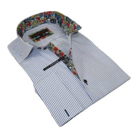 Men's Axxess Turkey Shirt 100% Cotton High Collar 224 - 11 French Cuffs Stripe - J.Valintin Men's Wear Legend - 224 - 11 White - M