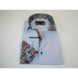 Men's Axxess Turkey Shirt 100% Cotton High Collar 224 - 11 French Cuffs Stripe - J.Valintin Men's Wear Legend - 224 - 11 White - M