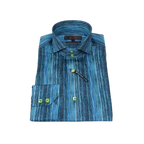 Men's Axxess Turkey Shirt 100% Egyptian Cotton High Collar 224 - 21 Teal Fancy - J.Valintin Men's Wear Legend - 224 - 21 Teal - M