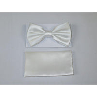 Men's Bow Tie and Hankie by J.Valintin Collection #92493 Solid Satin White - J.Valintin Men's Wear Legend - 92493