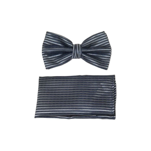 Men's Bow Tie Hankie J.Valintin Tuxedo or Business #Bt19 Black Silver Stripe - J.Valintin Men's Wear Legend - 92518