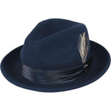 Mens Bruno Capelo Dress Hat Australian Wool Crushable Fedora Giovani UN102 Navy - J.Valintin Men's Wear Legend - 73812