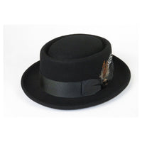 Mens Bruno Capelo Dress Hat Australian Wool Crushable Pork Pie Jazz PP100 Black - J.Valintin Men's Wear Legend - PP100 - Black - S