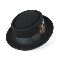 Mens Bruno Capelo Dress Hat Australian Wool Crushable Pork Pie Jazz PP100 Black - J.Valintin Men's Wear Legend - PP100 - Black - S