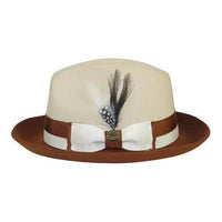 Mens Bruno Capelo Dress Hat Australian Wool Fedora Caesar CA352 Bone and Cognac - J.Valintin Men's Wear Legend - 3306